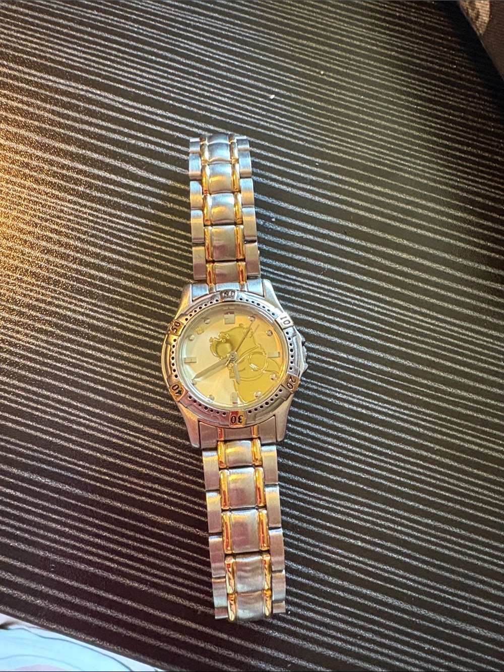 Winnie the Pooh- Two-Tone Stainless Steel Wristwatch with Gold Dial-Vintage